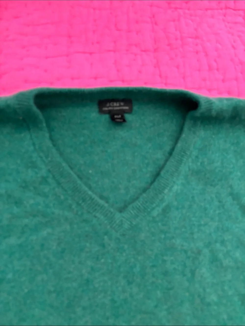 J. Crew Men's Forest Green V-Neck cashmere Sweater, XL